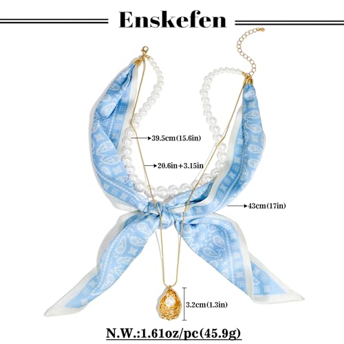 Shell Necklaces for Women Trend Boho Scarf Necklaces Ocean Mermaid Conch Seashell Necklace Summer Gold Fish Necklace Fashion Beach Jewelry - color: Scarf pearl shell necklace