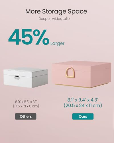 SONGMICS 2-Layer Jewelry Box, Jewelry Organizer with Handle, Removable Jewelry Tray, Jewelry Storage, Floating Effect, 8.1 x 9.4 x 4.3 Inches, Gift Idea, Jelly Pink UJBC165R01 - color: Jelly Pink