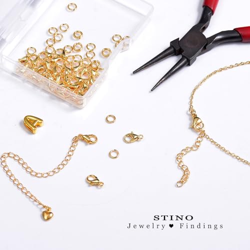 150Pcs Fadeless Lobster Claw Clasps (10mm) & Jump Rings for Jewelry Making, Necklace Bracelet Findings & Supplies (Mixed Color) - color: Mixed Color