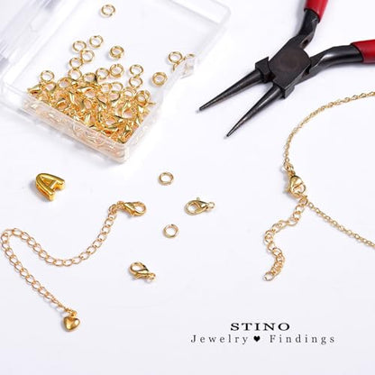 150Pcs Fadeless Lobster Claw Clasps (10mm) & Jump Rings for Jewelry Making, Necklace Bracelet Findings & Supplies (Mixed Color) - color: Mixed Color