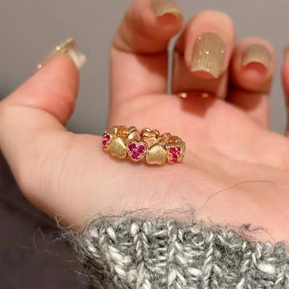 Gold-Plated Butterfly Rings - Vintage Snake Statement Rings with Cubic Zirconia for Women Adjustable Open Rings - style: Vintage Gold Heart