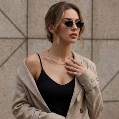 2Pcs Wire Collar Necklace Plain Choker Collar for Women | Stainless Steel Gold Silver Wire Collar Necklace for DIY Craft, Jewelry Making (Insert Clasp)