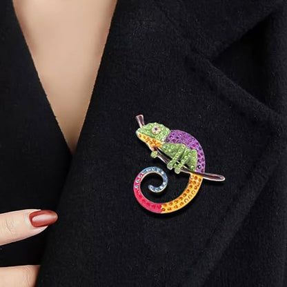 HETICA Animal Brooch for Women, Funny and Cute Flower Brooch Safety Pins Clothing Backpack Hat Decoration Enamel Pins Fashion Women Brooches and Pins Jewelry - style: Chameleon