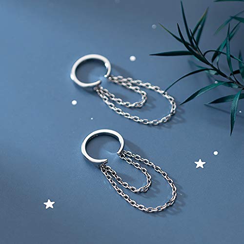 Reffeer Solid 925 Sterling Silver Minimalist Cuff Earrings Chain for Women Cartilage Wrap Earrings Helix Cuffs - color: A-Silver