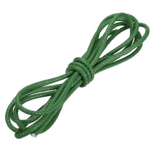 PATIKIL 3.3 Yards Braided Leather Cord, 6mm Round Braided Faux Necklace Cord Bolo Tie String for Necklace Crafts Beading Braiding, Dark Green - color: Dark Green, size: 6mm