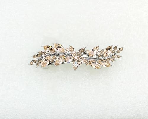 Faship Gorgeous Champagne Rhinestone Crystal Small Flower Barrette Clip - color: Champagne?