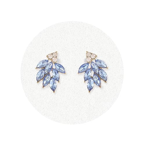 Rhinestone Stud Earrings for Women Small Dainty Crystal Cluster Drop Earrings for Girls Cute Costume Jewelry for Bridal Wedding Party Gift - color: Light Blue