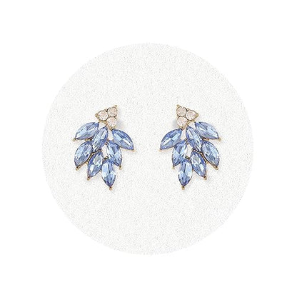 Rhinestone Stud Earrings for Women Small Dainty Crystal Cluster Drop Earrings for Girls Cute Costume Jewelry for Bridal Wedding Party Gift - color: Light Blue