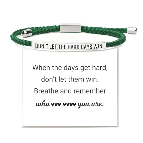Frodete Dont Let The Hard Days Win Bracelet Inspirational Gifts for Women Adjustable Braided Tube Bracelet Gifts for Friends - color: A7:green