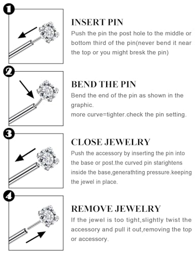 20G 18G 16G F136 Titanium Threadless Flat Back Earrings Nose Studs Tragus Forward Helix Conch Cartilage Lobe Earrings Medusa Labret Snake Bite Monroe Lip Ring Piercing Jewelry For Women Men - size: 16G-8MM Bar-CZ 2MM