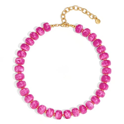 LILIE&WHITE Resin Chunky Beaded Necklace for Women Minimalistic Modern Statement Necklace Jewelry Accessories - color: XL23228L