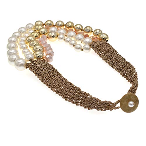 utop JNF Hand made Pearl Statement Necklace for Women Rhinestone Multilayer Crystal Necklaces Chunky Pearl Necklace Large Pearl Necklace and Earrings Set for Mother Mom's gift - color: color pearl necklace