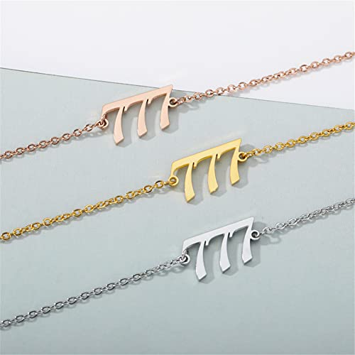 PAMTIER Angel Number Ankle Bracelet for Women Adjustable Chain | Stainless Steel, Dainty Simple Numerology Jewelry Gift - color: 5.5+2.8inch, Silver 555
