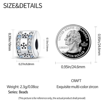 925 Sterling Silver Stopper Clip Charms for Bracelet Necklace Spacer Beads with 5A Cubic Zirconia Mother's Day Christmas DIY Gift for Women(2PCS) - style: Snowflakes