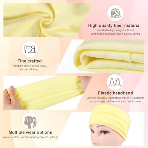 DiyJibb Headbands for Women, 7PCS Wide Cloth Hair Bands for Workout, Yoga, Skincare & Daily Wear, Soft & Stretchy - color: Black, dark brown, brown, light yellow, green, cement gray, light brown