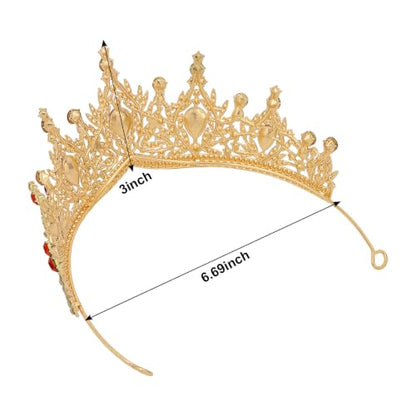 Casoty Red Crystal Tiaras and Crowns for Women, Rhinestone Queen Headband Bridal Headpieces for Wedding Birthday Prom Quinceanera Pageant Party - color: Red