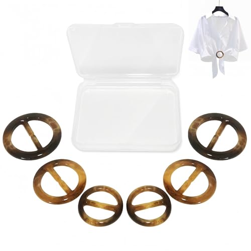 6PCS Resin Buckle Set with Storage Box, 3 Size Options Tort Clips Reusable | DIY Buckle for Scarves, Shirts, Belts & Tops, Classic Tort Color Premium Quality Resin Material, Easy & Instant Stylish Tool