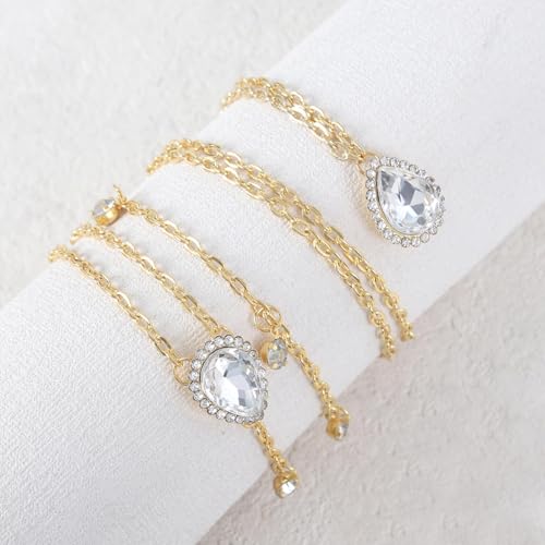 Body Chain Jewelry for Women Rhinestone Back Chain Necklace for Backless Dress Backdrop Chain Necklaces for Women - color: Gold Rhinestone