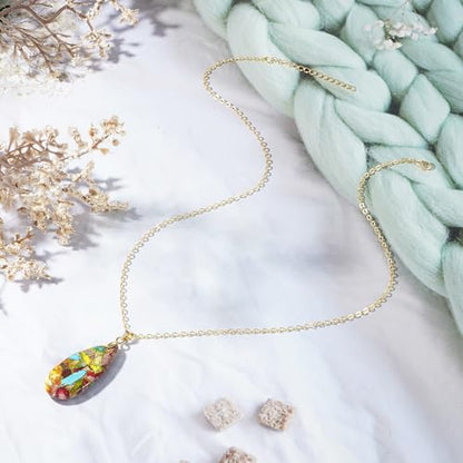 Suyi Stone Necklace for Women Teardrop Colorful Pendant Necklaces - color: Colorful Gold