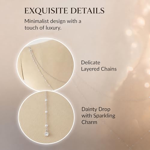 Back Necklace with Rhinestone Pearl Pendant Back Body Chain for Backless Dress Bridal Wedding Backdrop Necklace Crystal Simple Waist Body Jewelry for Women - color: A2:back chain