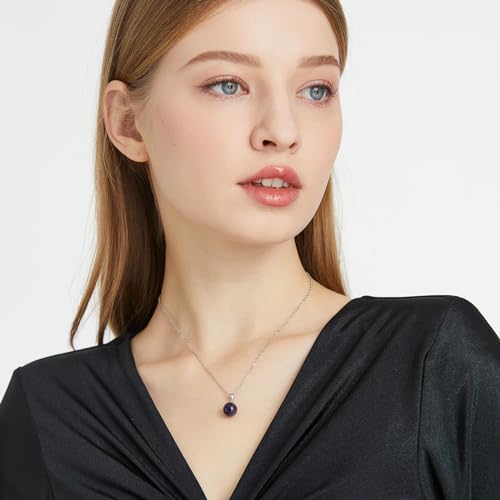 Natural Jade Necklace for Women Sterling Silver Adjustable Handmade Green Jade Pendant Necklaces Healing Crystal Necklace Good Luck Gift for Her - style: Amethyst Necklace