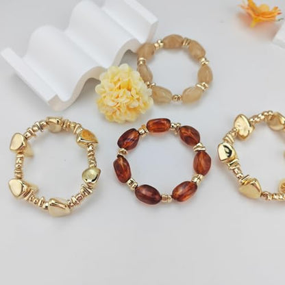 YBMYCM Summer Beach Beaded Chunky Bracelets for Women, Acrylic Beads Stretch Bracelet Jewelry Set Trendy Statement Resin Bead Bangle for Women - style: 4PCS K