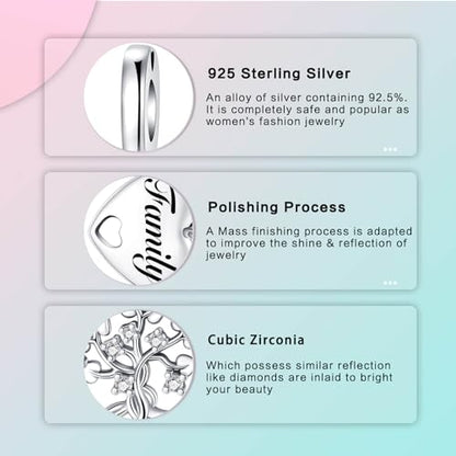 Family Love Mother Daughter Grandma Charm 925 Sterling Silver fits Bracelets Necklace Pendant Bead Charms Jewelry Gift for Women Family Friends - color: Family Tree Forever Charm