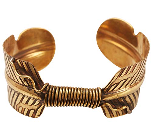 Touchstone Indian Bollywood Desire Brass Base Exotic Workmanship Free Size Cuff Bracelet in Antique Gold Or White Or Copper Tone for Women. - style: D054 Antique Gold 2