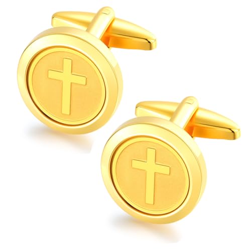 Cuff Links Mens Personalized Classic Round Cufflink Wedding Shirts Cufflinks for Men Jewelry Gifts - style: Cross sign