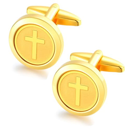 Cuff Links Mens Personalized Classic Round Cufflink Wedding Shirts Cufflinks for Men Jewelry Gifts - style: Cross sign