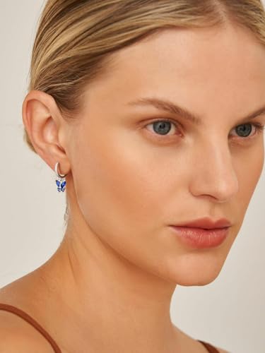 Bestyle Gold Butterfly Earrings for Women, Dainty Cute Birthstone Studs Hypoallergenic Jewelry, Great Birthday Gift - style: 09.September (Sapphire)-DANGLE