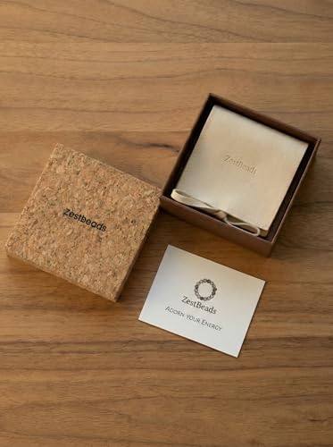 ZestBeads 10mm Natural Gemstone Bracelet for Women, Premium Crystal Beaded Energy Jewelry for Mindfulness & Meditation, Gift Ready Sustainable Cork Packaging - style: Eclipse Tide