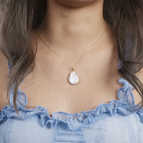 925 Sterling Silver Dainty Freshwater Cultured Pearl Choker Necklace White Genuine Real Pearl Charm Necklaces Jewelry Gifts for Her - color: Baroque-Gold