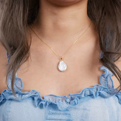 925 Sterling Silver Dainty Freshwater Cultured Pearl Choker Necklace White Genuine Real Pearl Charm Necklaces Jewelry Gifts for Her - color: Baroque-Gold