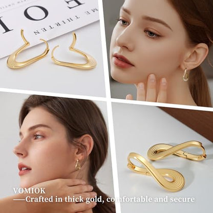 Gold Silver Huggie Hoop Earrings for Women 18K Gold & Sterling Silver Plated Cubic Zirconia Hoop Earrings Double Small Huggie Earring Lightweight Hypoallergenic Trendy Jewelry Gift - color: 02-Minimalist Gold