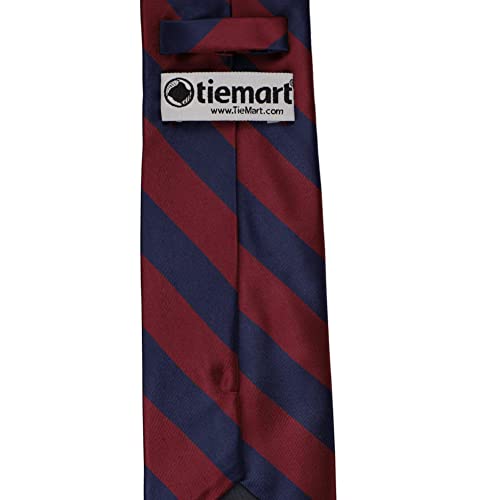 tiemart Men's Striped Tie Standard Length - color: Maroon and Navy