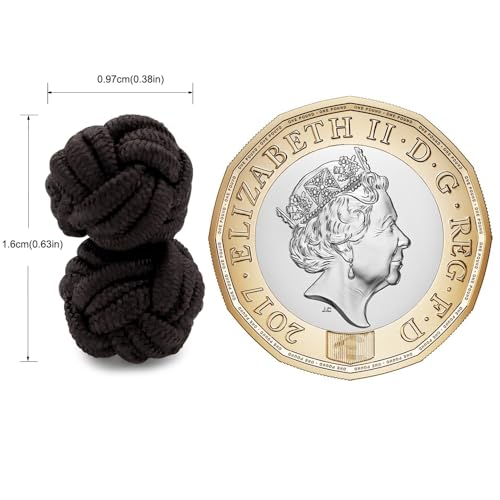 HONEY BEAR Round Silk Knot Elastic Fabric Cufflinks for Men Women 1 Pair | Wedding Business, Tarnish-Resistant, for Groomsmen, Father, Husband, Wife, Anniversary, and Formal Events - style: Dark Brown