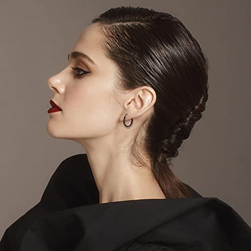 Jstyle Stainless Steel Hoop Earrings for Women Hypoallergenic Hoops Stack | Earrings for Sensitive Ears, Secure Click Clasps, Silver/Gold/Rose Gold, 10mm 15mm 20mm Small Medium Large Loop Earrings Set - size: 12 millimeters