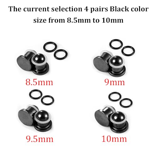 LADEMAYH Comfy Dead Stretching Ear Tapers Stretching Kit, Small Gaps Packed, 0.5mm Increments, Surgical Stainless Steel 316L, Flat Top Ear Plugs, Pain-Free Body Piercing Jewelry for Women & Mens - color: Black, size: 8.5-10mm 8pcs