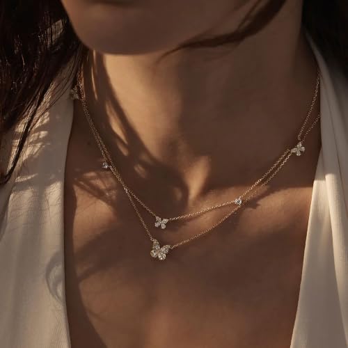 Gold Choker Necklace for Women, Dainty Gold Necklace 14k Gold Plated Simple Coin Butterfly Choker Necklaces for Women Trendy Charm Cute Non Tarnish Gold Necklace Fashion Waterproof Jewelry - color: D-Gold