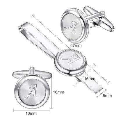 Monogram Cufflinks For Men Silver Tie Clip And Cufflink Set Suit Accessories Men - style: Monogram Cufflinks A