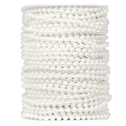 118FT White Pearl Beads Garland 5mm Pearl Beads String Bulk for DIY Craft | 39Yards Faux Pearl Beads String Roll for Wedding Party Christmas Tree Decoration - color: White Color, size: 5MM