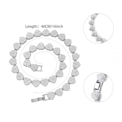 Luxval Tennis Necklace 14K Gold Plated Rhinestone Butterfly Choker Necklaces for women Dainty Zirconia Cut Faux Diamond chain 3mm - color: Silver-Heart Necklace