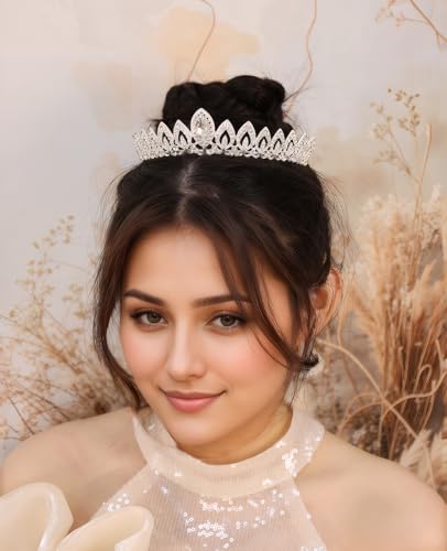Wedding Crystal Tiara for Women Elegant Bridal Pearl Rhinestone Crown Swan Queen Princess Costume Crown Star Crystal Headpiece Accessory for Cosplay Birthday Party - color: Crystal 2