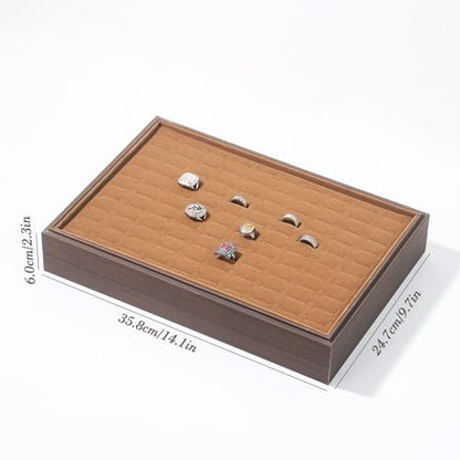 Wood Jewelry Organizer Tray, Rings Display (Brown, 2Pc, Rings) | Stackable Jewelry Display, Rings Holder, Rings Organizer, Rings Tray, Earrings Organizer - size: Rings+Rings