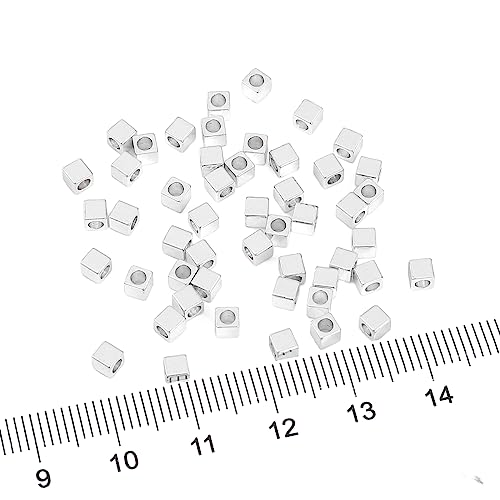 Silver Plated Cube Spacer Beads Right Angle 3x3mm 50pcs for Jewelry Making Findings Non Tarnish - color: Silver, size: 3x3mm Right Angle Cube