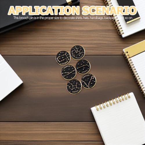 PRETYZOOM 12 Pcs Zodiac Enamel Pin Set Brooches Jewelry Alloy Lapel Pins for Backpacks Shirts Hats Accessories