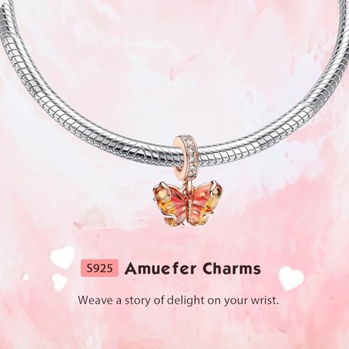 S925 Bead Pendant Charms for Bracelets Necklaces, Compatible with Pandora, Jewelry Making DIY - style: Murano Glass Butterfly Charm