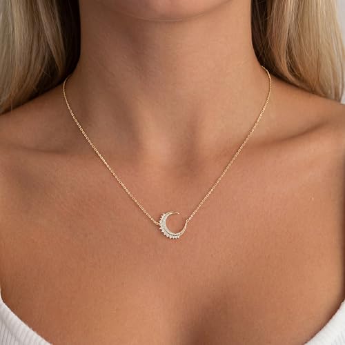 CHESKY Layered Necklaces for Women Trendy, Dainty 14k Gold Plated Pendant Necklace Layering Necklace for Women Non Tarnish Hypoallergenic Sun Gold Necklace Stack Gold Jewelry for Women Gifts - style: Moon-CZ
