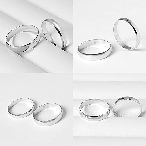 Dankadi Simple Fashion S925 Sterling Silver Ring Smooth Plain Dome Comfort Solid Silver Wedding Ring For Men & Women 3.5 mm 3-13# 24k Real Gold Plated Jewelry - color: Simple style silver